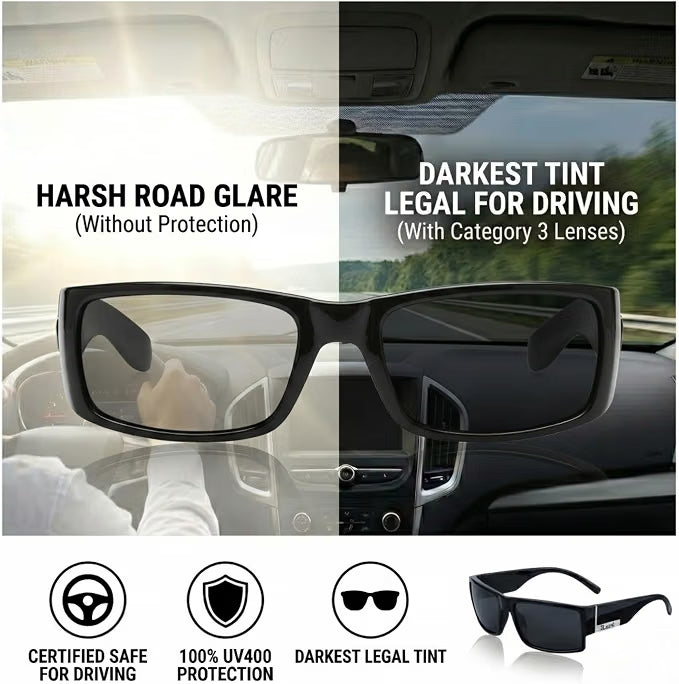 Locs 91267 Men's Hardcore Wrap Sunglasses + 1-Year Protection Plan & Pouch