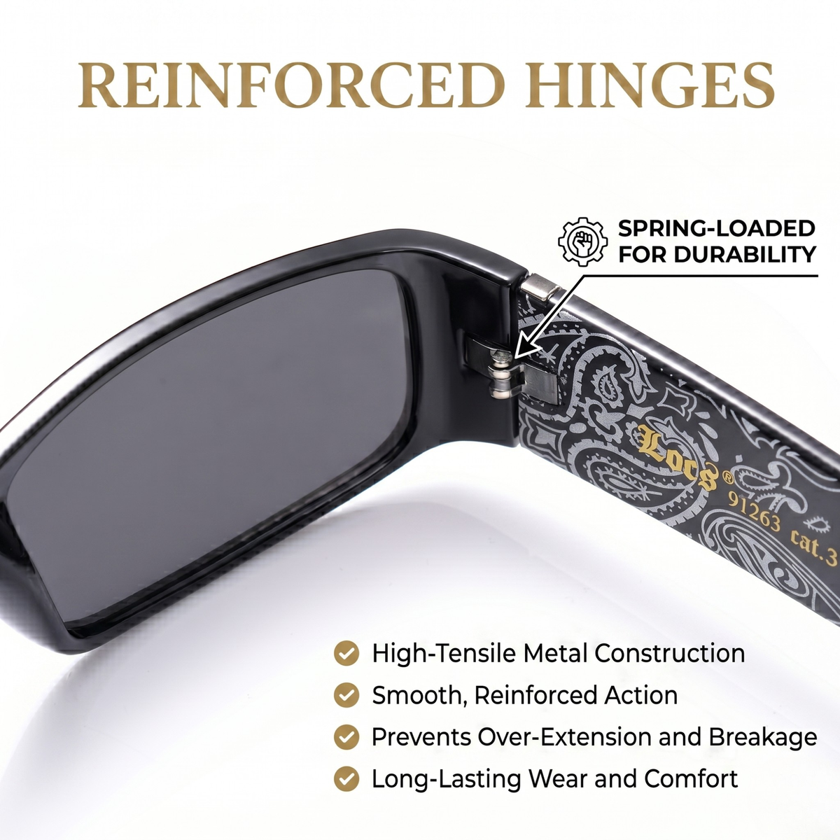 Locs 91263 Gangster Sunglasses + 1-Year Protection Plan & Pouch