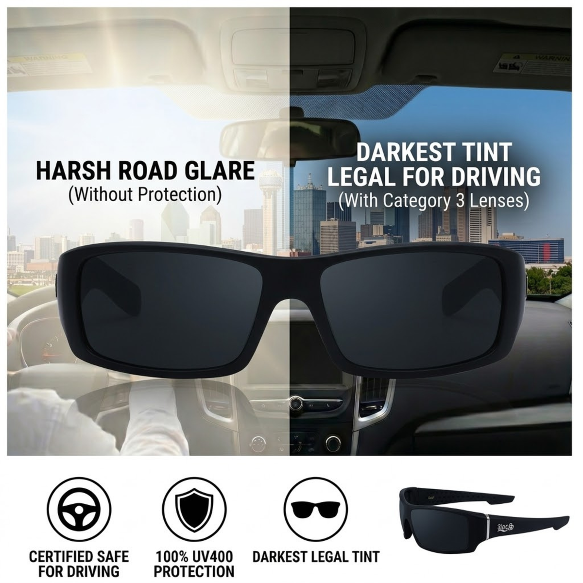Locs 91264 Men's Hardcore Wrap Sunglasses + 1-Year Protection Plan & Pouch