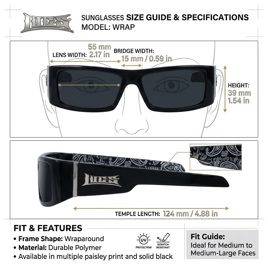 Locs 91265 Flat Top Sunglasses + 1-Year Protection Plan & Pouch