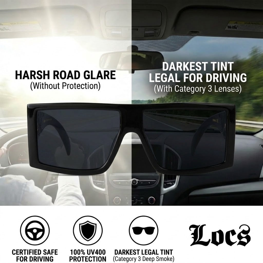 Locs 91275 Thick Square Sunglasses + 1-Year Protection Plan & Pouch