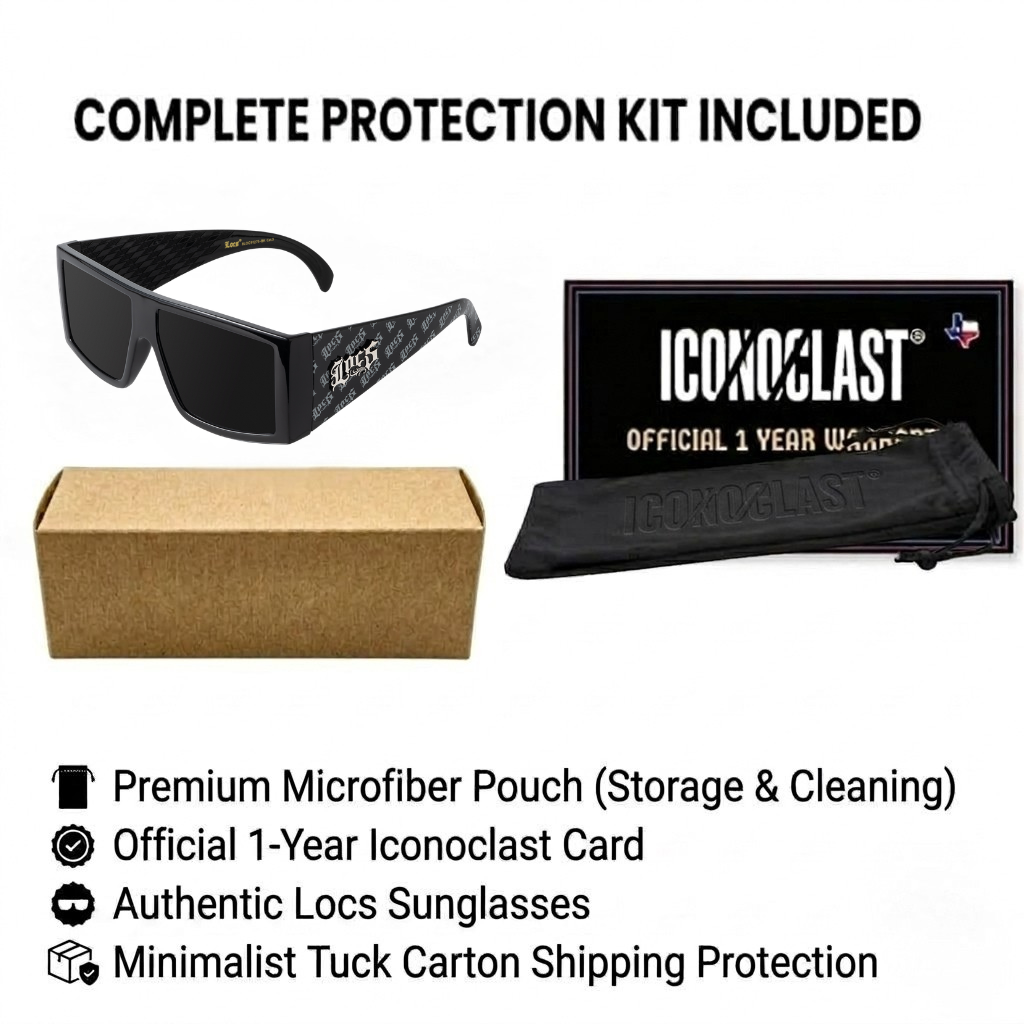 Locs 91275 Thick Square Sunglasses + 1-Year Protection Plan & Pouch