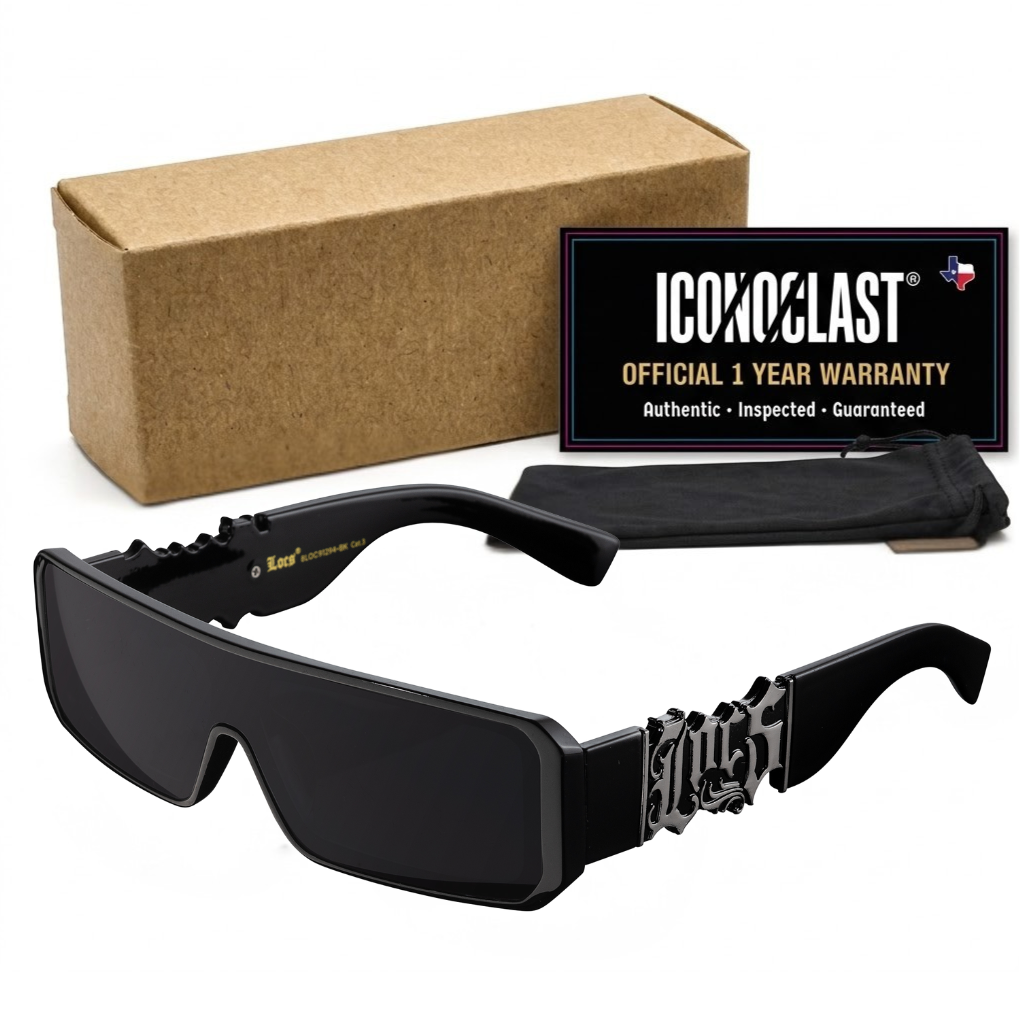 Locs 91294 Gangster Shield Sunglasses + 1-Year Protection Plan & Pouch