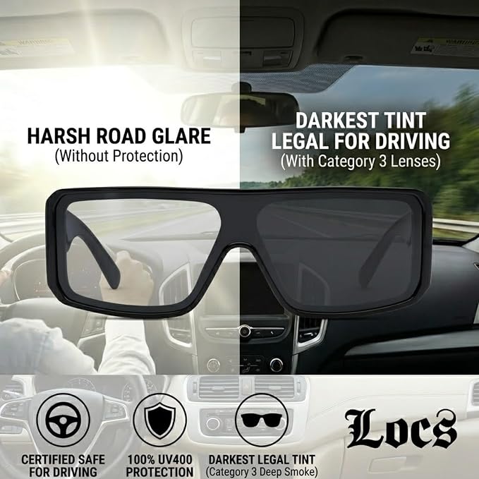 Locs 91294 Gangster Shield Sunglasses + 1-Year Protection Plan & Pouch