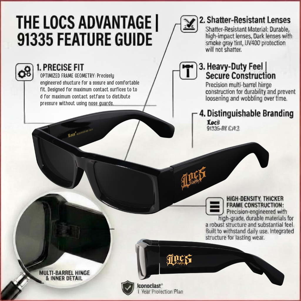 Locs 91335 OG Gangster Wrap Sunglasses + 1-Year Protection Plan & Pouch