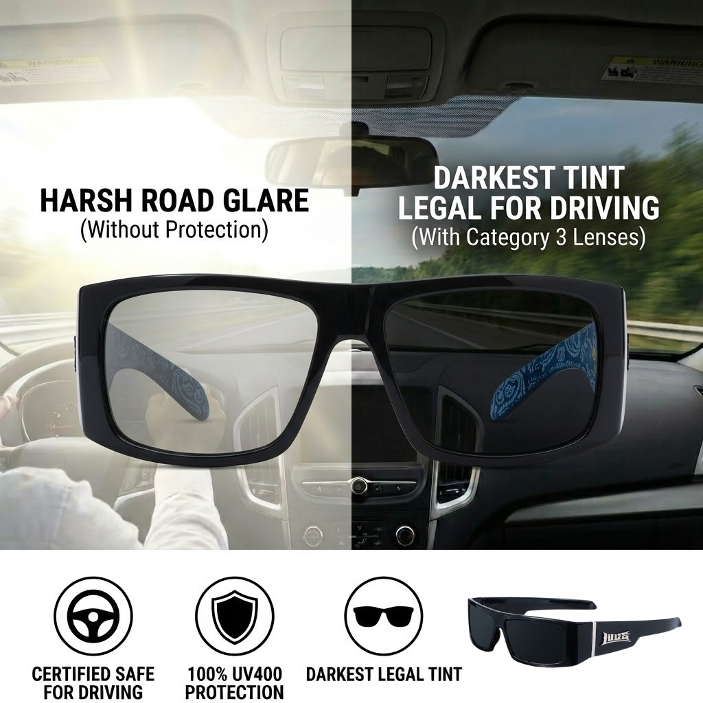 Locs 91265 Flat Top Sunglasses + 1-Year Protection Plan & Pouch