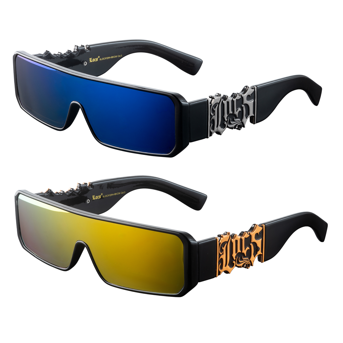 Locs 91294 Gangster Shield Sunglasses + 1-Year Protection Plan & Pouch