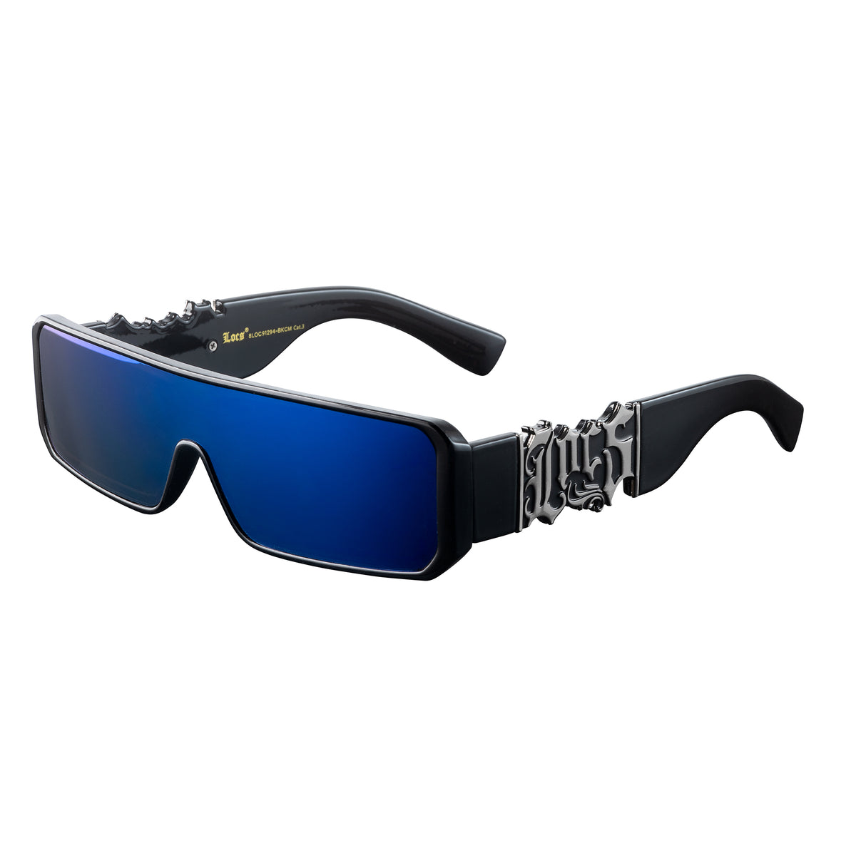 Locs 91294 Gangster Shield Sunglasses + 1-Year Protection Plan & Pouch
