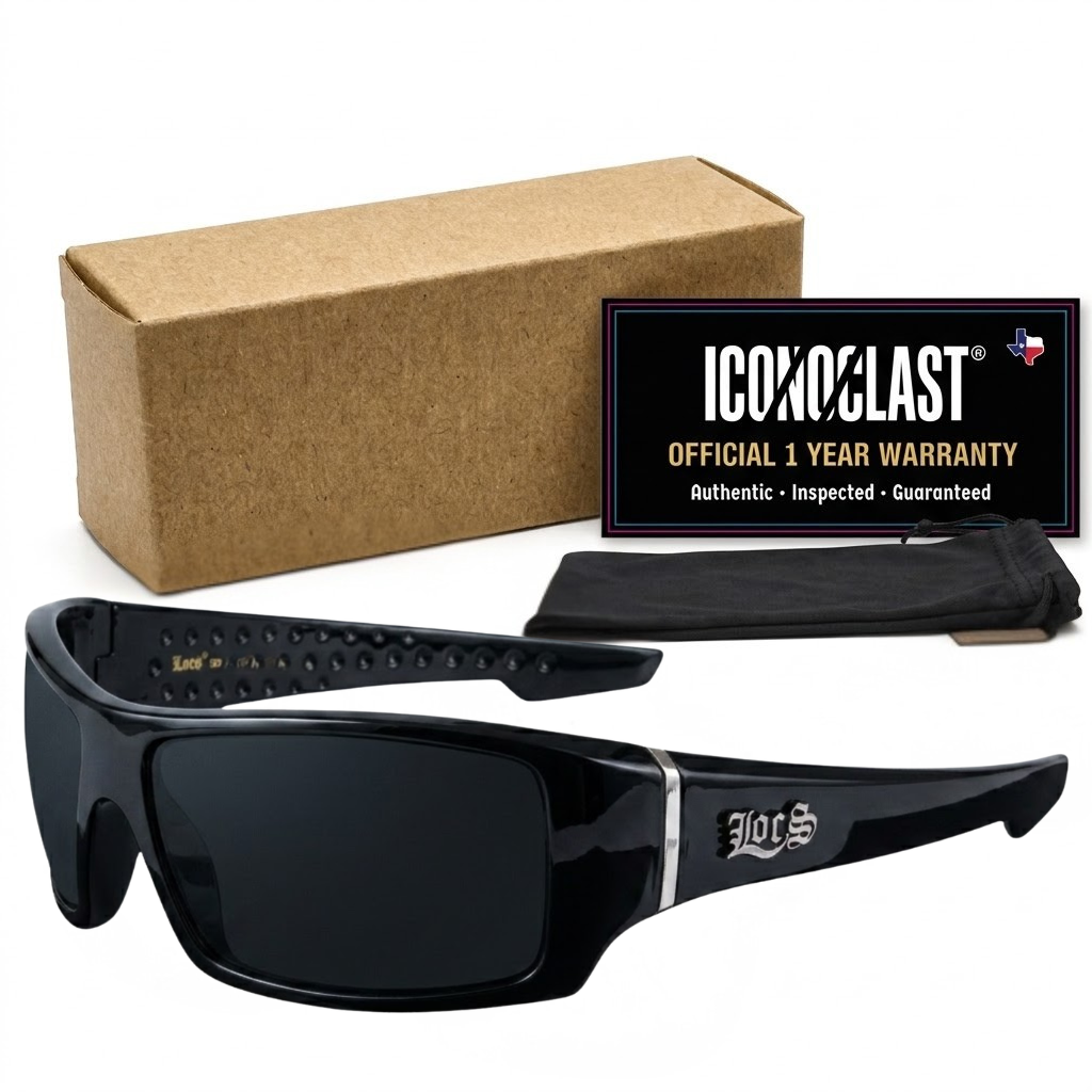 Locs 91264 Men's Hardcore Wrap Sunglasses + 1-Year Protection Plan & Pouch