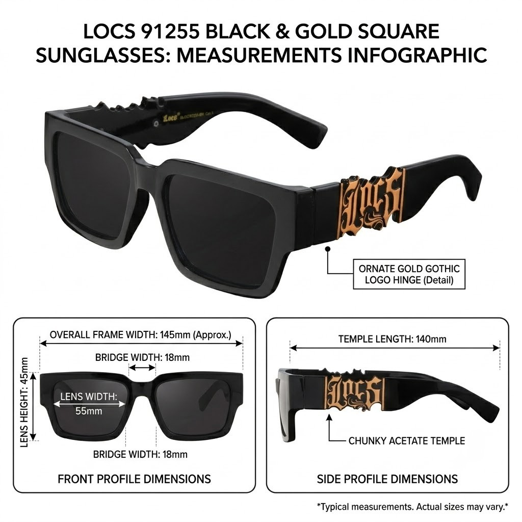 Locs 91255 Flat Top Sunglasses + 1-Year Protection Plan & Pouch