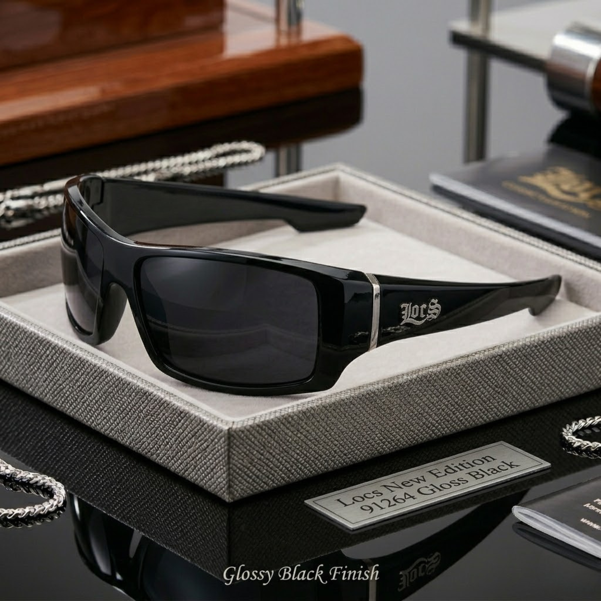 Locs 91264 Men's Hardcore Wrap Sunglasses + 1-Year Protection Plan & Pouch