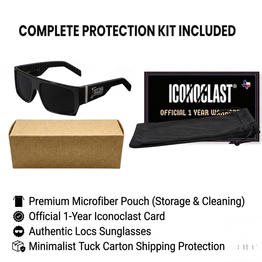 Title: Locs 91266 Flat Top Sunglasses + 1-Year Protection Plan & Pouch