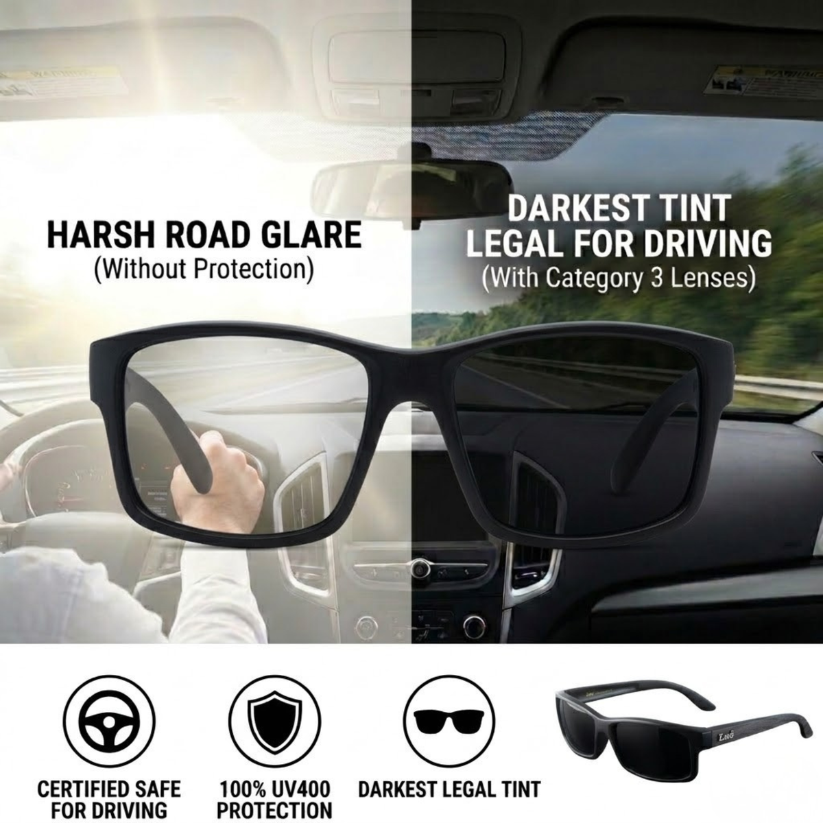 Locs 91273 Wood Grain Sunglasses + 1-Year Protection Plan & Pouch