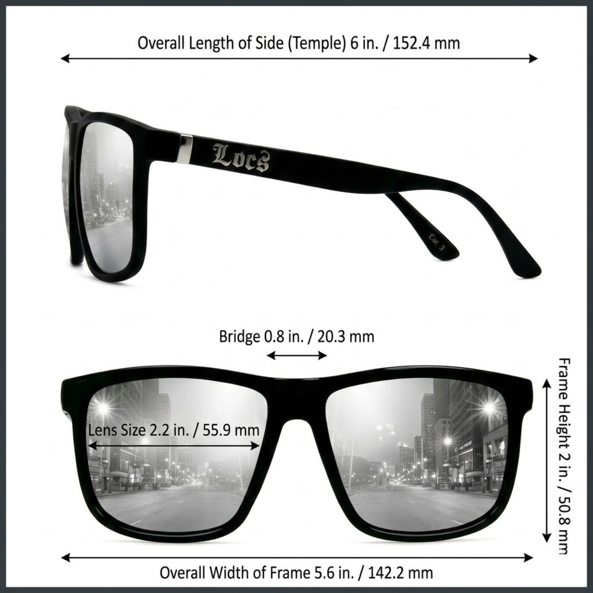 Locs 91295 Oversized Horn Rim Sunglasses + 1-Year Protection Plan