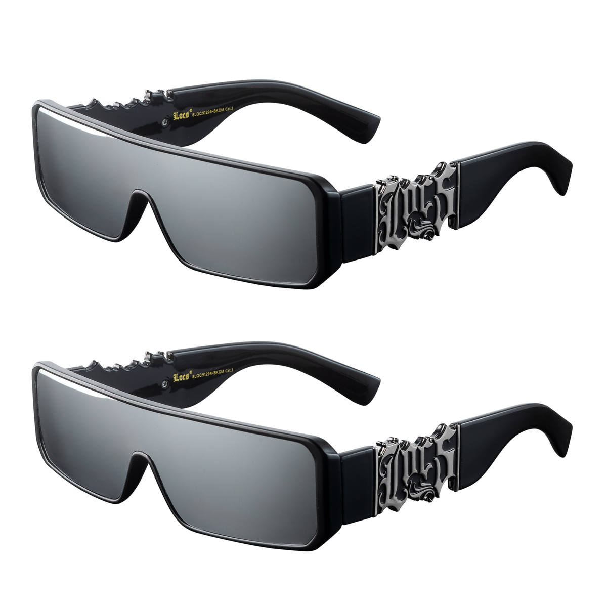 Locs 91294 Gangster Shield Sunglasses + 1-Year Protection Plan & Pouch