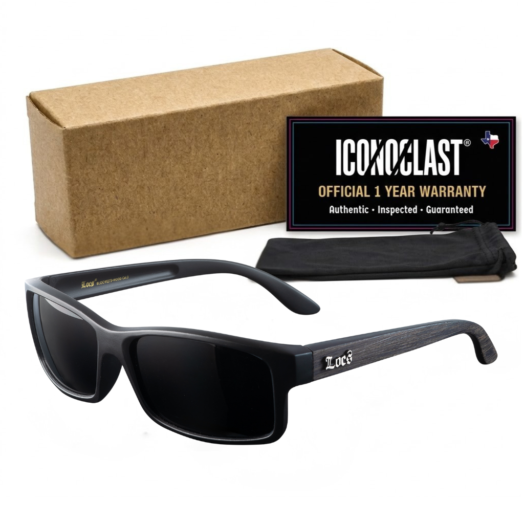 Locs 91273 Wood Grain Sunglasses + 1-Year Protection Plan & Pouch
